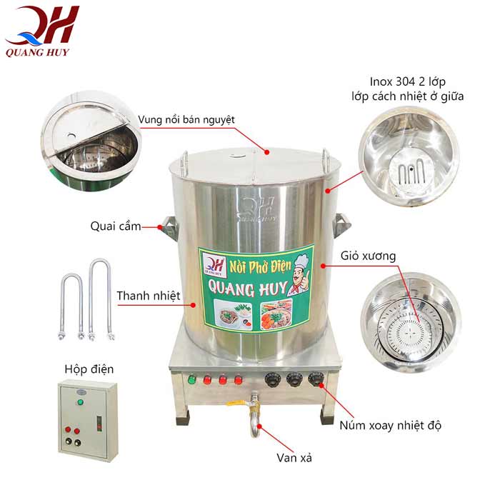 Các bộ phận quan trọng nồi nấu phở 