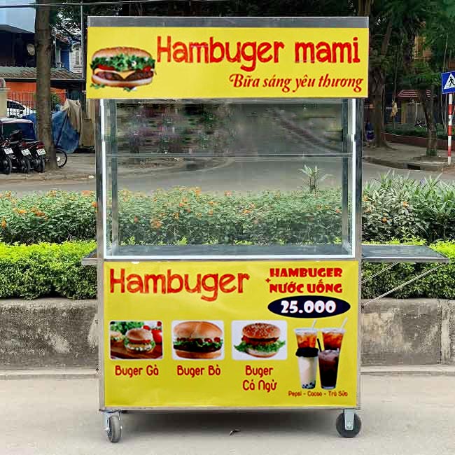 Xe bán bánh mì Hamburger nhỏ gọn