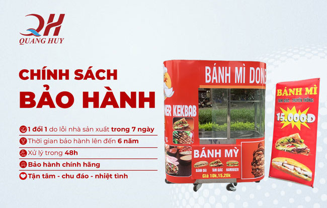Bảo hành xe bán bánh mì Quang Huy