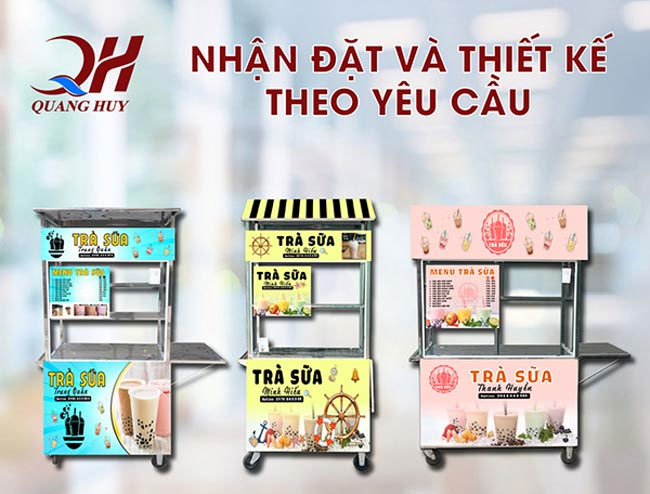 Xe bán trà sữa inox Quang Huy