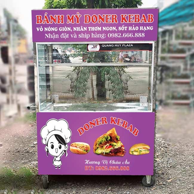 Tủ bánh mỳ Doner Kebab decal tím