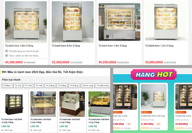 mua tủ trưng bày bánh kem online