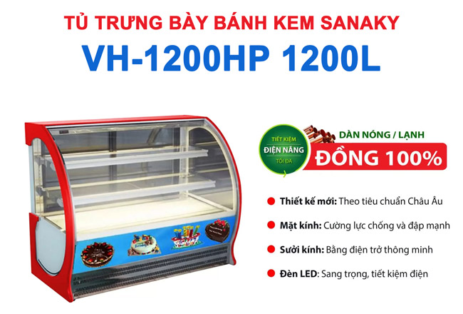 tủ bánh kem sanaky VH-1200HP 1200L