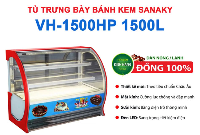 tủ bánh kem sanaky VH-1500HP 1500L