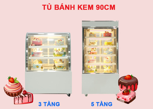 tủ bảo quản bánh kem 90cm 3 5 tầng