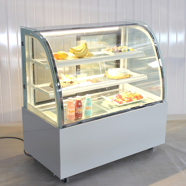 tủ trưng bày bánh kem 90cm cong trắng